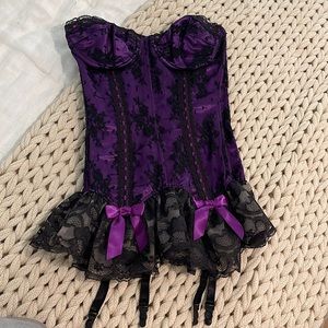Purple and Black Lace Bustier